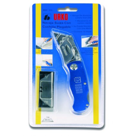 CUTTER NAVAJA CON 10 HOJAS ALUMINIO SUIZA URKO