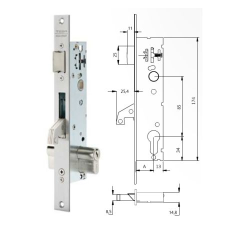 CERRADURA MET.EMB. 25X25MM 2241BE253AI TESA