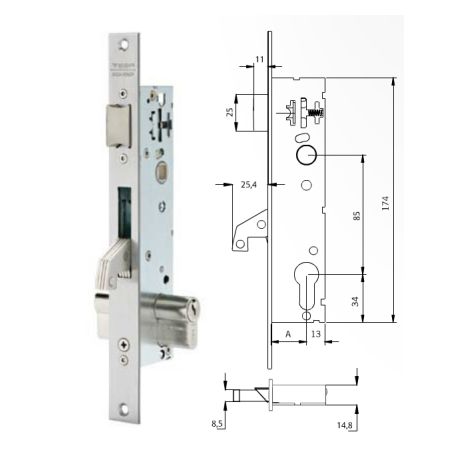 CERRADURA MET.EMB. 25X30MM 2241BE303AI TESA