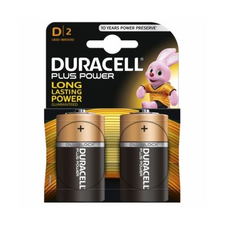 PILA ALCALINA LR20 1,5V D POWER PLUS DURACELL 2 PZ