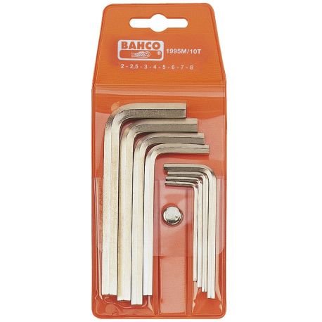 LLAVE ALLEN HEXAGONAL 2-06MM ACODADA NIQUEL BAHCO 6 PZ