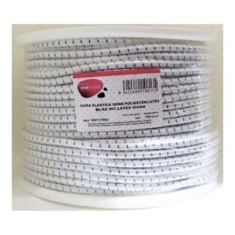 GOMA ELASTICA 08MM BL/AZ 100M POLIESTER/LATEX VIVAHOGAR