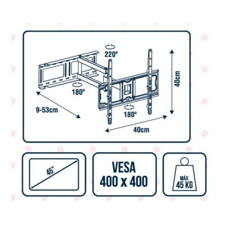 SOPORTE TV VESA 600X400 GIRATORIO