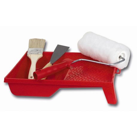 CUBETA PINTOR 4 PZ RODILLO+PALETINA+ESPATULA RULO