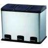CUBO BAS. RECICL. 36LT 58X39X47CM C/PEDAL 3COMP. INOX