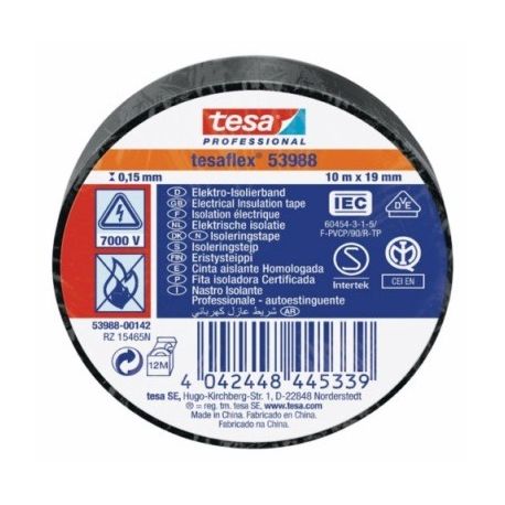 CINTA AISL. 10Mx19MM TESATAPE NEGRO